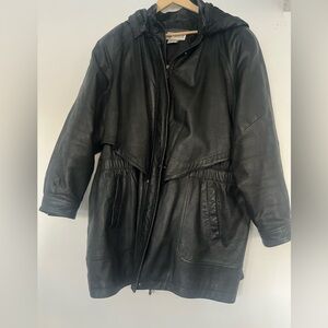 VTG Liz Baker Essentials Oversized Black Leather Jacket - Women’s 2X